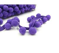 LushFabric - XL Pom Pom Frange Garniture Bobble Galon - Taille XL Pom Poms 2 cm - Meilleure Qualité (Vendu par 5 mètres) (Violet)