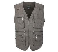 LUSI MADAM Gilet de pêche multi-poches en popeline pour homme