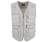 LUSI MADAM Gilet de pêche multi-poches en popeline pour homme