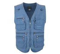 LUSI MADAM Gilet de pêche multi-poches en popeline pour homme