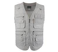 LUSI MADAM Gilet de pêche multi-poches en popeline pour homme, Homme, B-gris clair., XX-Large