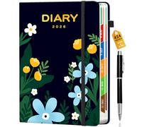 Lusibaka Agenda académique 2026 424 pages - Format A5 - Semainier de travail à partir de 2026 - Pour étudiant et enseignant - 6 pages par semaine - Pour l'école - Motif floral vert