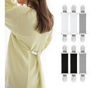 Lusofie 6 Pièces Clip de Pull Clip Élastique pour Vêtement Clip de Gants Clip de Bretelle Clip de Mitaines Clip de Cordon de Serrage Clip de Chemise Robe pour Femme (Noir, Blanc, Gris)