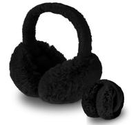 Lusofie Cache Oreilles Femme en Fourrure Artificielle Cache Oreille Chauds d'Hiver Mignon en Peluche Protege Oreille Chauds Cache Oreilles d'Hiver Femme (Noir)