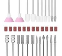 Lusofie Lot de 22 embouts de ponceuse à ongles avec 12 manchons abrasifs - Embouts professionnels - Accessoires de ponçage - Lime à ongles - Kit de forets à ongles pour manucure et pédicure