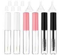 Lusofie Lot de 6 tubes vides de mascara vides de 5 ml pour gloss à lèvres - Tubes vides pour eyeliner - Tubes vides pour huile de ricin avec inserts en caoutchouc et entonnoirs pour cosmétiques à