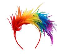 Lusofie Serre Tete Femme Chic Bandeau de Plumes des Années 1920 Arc en Ciel Charmante Dame Perroquet Costume Couvre Chef de Plumes pour Bibi Mariage Femme de Thé Fascinator