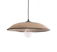 LUSSIOL - Luminaire Saya, Suspension en tissu et jute, abat-jour de diam. 50 cm, Nature et vert, Câble noir, Culot E27