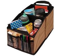 Lusso Gear Car Seat Organizer with Cup Holders for Front, Back, Passenger Seats, Truck and Van, 9 Auto Storage Compartments for Travel Organization of Trunk, Seats, Mobile Office (Tan)