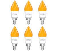 Lustaled Ampoule LED Bougie Petit Culot à Vis E14 Ambre 1800K, Blocage de la Lumière Bleue Veilleuse LED 5W Chaude Doux pour Chambre à Coucher, Sommeil Sain, Lumière pour Chambre de Bébé, 6PCS