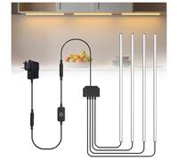 Lustaled Angle 90° Eclairage Sous Meuble Cuisine - 4 x 30 cm Reglette LED Cuisine Sous Meuble 220V, Blanc Chaud 3000K, Dimmable Tactile, Luminaire Plan de Travail pour Vitrine, Étagère, Bibliothèque