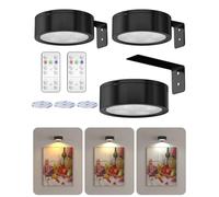 Lustaled Applique Murale Sans Fil à Piles avec Télécommande, 3x Lumières LED Magnétiques avec Minuterie, Dimmable, 3 Températures de Couleur pour Éclairage d'Art, Dartboard (Piles Non Incluses)