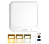 Lustaled Plafonnier avec Détecteur de Mouvement Rechargeable et Télécommande, Lampe Plafond LED Sans Fil Magnétique, 3 Températures de Couleur Dimmable, Minuterie pour Salle de Bain, Escalier, Garage