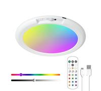 Lustaled Plafonnier LED Dimmable avec Télécommande, Rechargeable Plafonnier Detecteur de Mouvement,12RGB+Lumière Blanche Installation Magnétique pour Chambre D'enfant Salle de Bain Salon Ø7.5IN