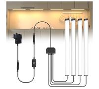 Lustaled Ultra-plate Eclairage Sous Meuble Cuisine, 4 x 30 cm Reglette LED Cuisine Sous Meuble 220V, Blanc Chaud 3000K, Dimmable Tactile, Luminaire Plan de Travail pour Vitrine, Étagère, Bibliothèque