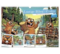 Lustige Biber - Comic (Wandkalender 2027 DIN A3 quer), CALVENDO Monatskalender: Lustige Comic¿Biber sind hyperaktive, gut gelaunte Baumeister, die mit ... wippenden Schwänzen durch ihre Welt wuseln.