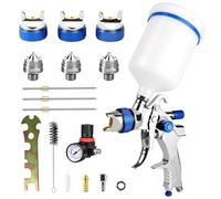 LustLocke HVLP Professionnel Pistolet à Peinture Alimentation par Gravité 3 Buses (1,4/1,7/2,0 mm), Pistolet Peinture Air Comprimé 600 ML - Spray Gun Voiture, Meuble, Bois, Métal