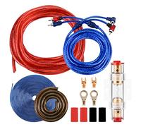 LustLocke Kit Cablage Ampli Voiture 10GA, Cable Sono Voiture pour Amplificateur Auto jusqu’à 1500W, Ensemble Complet Cable Subwoofer avec Câble d’Alimentation 4,5m pour Système Audio Voiture
