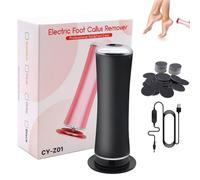 Lustraglow Feather 5 Pro, Lustraglow 5 Pro, Râpe à Pieds Pédicure Electrique, Rappe Electrique Pieds réglable, Lime à pied avec 60 Tampons de Remplacement pour peau dure (Noir)