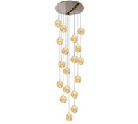 Lustre 12/15/18 lumières pour Villa/escalier, Suspension Longue LED à Hauteur réglable, Base en Acier Inoxydable Miroir, Lustre Boule en Verre soufflé à la Main pour Haut Plafond (18 lumière