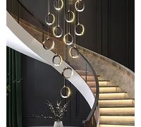 Lustre, 12 Lumières,D'Escalier Pour Duplex, Long, Style Moderne Etmaliste, de Luxe Créatif Pour, Salon, Anneau (Blanc Chaud 12)