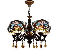 Lustre 24 Pouces 5 lustres Lustre Baroque Bleu Restaurant Café Bar Salon Lustre en Verre