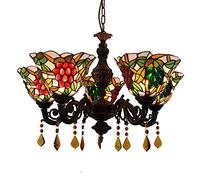 Lustre 24 Pouces 5 lustres Salle à Manger Salon Café Bar Lustre Rustique Fleur de Raisin Lustre en Verre