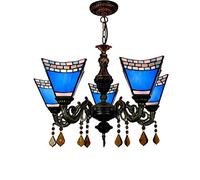 Lustre 24 Pouces 5 têtes Lustre en Verre Lustre Multicolore Salle à Manger Café Bar Salon Lustre