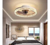 Lustre 50 cm Ventilateur de Plafond LED avec éclairage intégré pour Chambre à Coucher, plafonnier en Cristal Luxueux, intensité réglable avec télécommande, Ø50 cm, Lampe Ventilateur de plafo