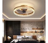 Lustre 50 cm Ventilateur de Plafond LED avec éclairage intégré pour Chambre à Coucher, plafonnier en Cristal Luxueux, intensité réglable avec télécommande, Ø50 cm, Lampe Ventilateur de plafo