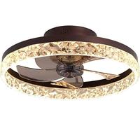 Lustre 50 cm Ventilateur de Plafond LED avec éclairage intégré pour Chambre à Coucher, plafonnier en Cristal Luxueux, intensité réglable avec télécommande, Ø50 cm, Lampe Ventilateur de plafo