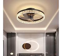 Lustre 50 cm Ventilateur de Plafond LED avec éclairage intégré pour Chambre à Coucher, plafonnier en Cristal Luxueux, intensité réglable avec télécommande, Ø50 cm, Lampe Ventilateur de plafo