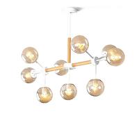 Lustre 9 lumières Moderne en Bois Massif, luminaire Suspendu Industriel Vintage pour Cuisine, Salle à Manger, Salon - Ambre Platine. 9 lumières. C'est très Gentil de Votre Part.
