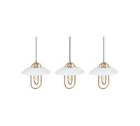 Lustre à 3 Emplacements d'Ampoule en Métal et Verre Doré et Abat-Jour Blanc