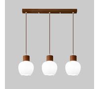 Lustre à 3 têtes en Forme de Bourgeon Floral, Suspension en Bois avec Abat-Jour en Verre, Douille E27, éclairage décoratif pour Salle à Manger, éclairage d'intérieur élégant