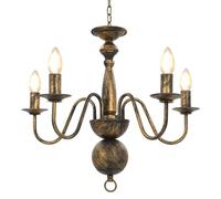 Lustre À 5 Ampoules Style Bougie, Style Antique, Noir, E14