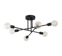 Plafonnier en métal - 3 bras - L. 64 cm x H. 30 cm - Noir - FLOWERA