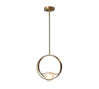 Lustre à anneau de chevet, lumière simple et moderne, lampe à suspension dorée réglable de luxe à long poteau, pour restaurant, bar, suspension ronde en verre, luminaires de plafond en métal