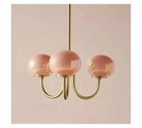 Lustre à Boules de Verre Rose de Style Vintage français, luminaire décoratif d'intérieur créatif pour Salon, Chambre à Coucher, Chambre d'enfant, Suspension Moderne(Pink,3 Heads)