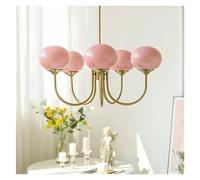 Lustre à Boules de Verre Rose de Style Vintage français, luminaire décoratif d'intérieur créatif pour Salon, Chambre à Coucher, Chambre d'enfant, Suspension Moderne(Pink,5 Heads)