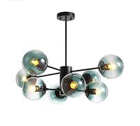 Lustre à Branches E27, Style moléculaire Magique, Inspiration Milieu du siècle, en Verre soufflé à la Main, décoration Boutique, plafonnier pour Salon ou Salle à Manger - Abat-Jour Bleu, 12