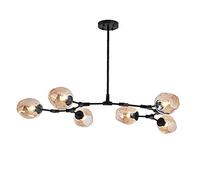 Lustre à branches en boule de verre de 180 cm, lustre Spoutnik E26 à hauteur réglable, suspension globe Starburst à 8 lumières du milieu du siècle, luminaires en métal soufflé à la main, dégradé de s