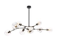 Lustre à branches en boule de verre de 180 cm, lustre Spoutnik E26 à hauteur réglable, suspension globe Starburst à 8 lumières du milieu du siècle, luminaires en métal soufflé à la main, dégradé de s