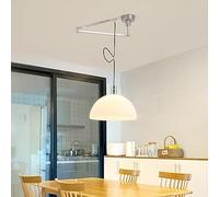 Lustre à Bras pivotant Moderne du Milieu du siècle en Bois, Grande Suspension en Verre de Lait, Lampe Suspendue de Plafond à Bras Long de Style Industriel chromé pour îlot de cuisi