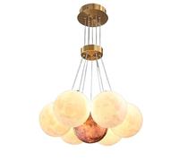 Lustre à bulles en verre dépoli pour table à manger Terre Lune Planète Boule blanche laitière Suspension Nordique Côtier Grande lampe suspendue pour salon, chambre à coucher, chambre d'enfant,
