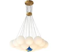 Lustre à bulles en verre dépoli pour table à manger Terre Lune Planète Boule blanche laitière Suspension Nordique Côtier Grande lampe suspendue pour salon, chambre à coucher, chambre d'enfant,
