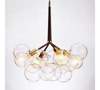 Lustre à Bulles en Verre Transparent 12/20 pour Salle à Manger, Style Moderne du Milieu du Siècle, Luminaire Suspendu à LED pour Salon, Chambre à Coucher., Gold-Black, 4 Lights 12 Balls
