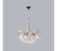 Lustre à Bulles en Verre Transparent 12/20 pour Salle à Manger, Style Moderne du Milieu du Siècle, Luminaire Suspendu à LED pour Salon, Chambre à Coucher., Silver-White, 4 Lights 12 Balls