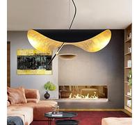Lustre À La Feuille D'or Lampe Suspendue Chapeau Créatif Suspension LED Moderne Réglable En Hauteur Lampe De Table À Manger Plafonniers Cuisine Étude Chambre Salon Décoratif Noir,60cm