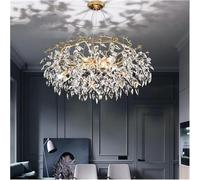 Lustre à LED de Cristal en Or de Luxe, Grand luminaire Suspendu pour Le Salon, Salle à Manger, Couloir, décor d'art, Cristal Clair K9, Source de lumière E14